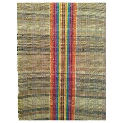 Antique American Rag Runner with Rainbow Pattern