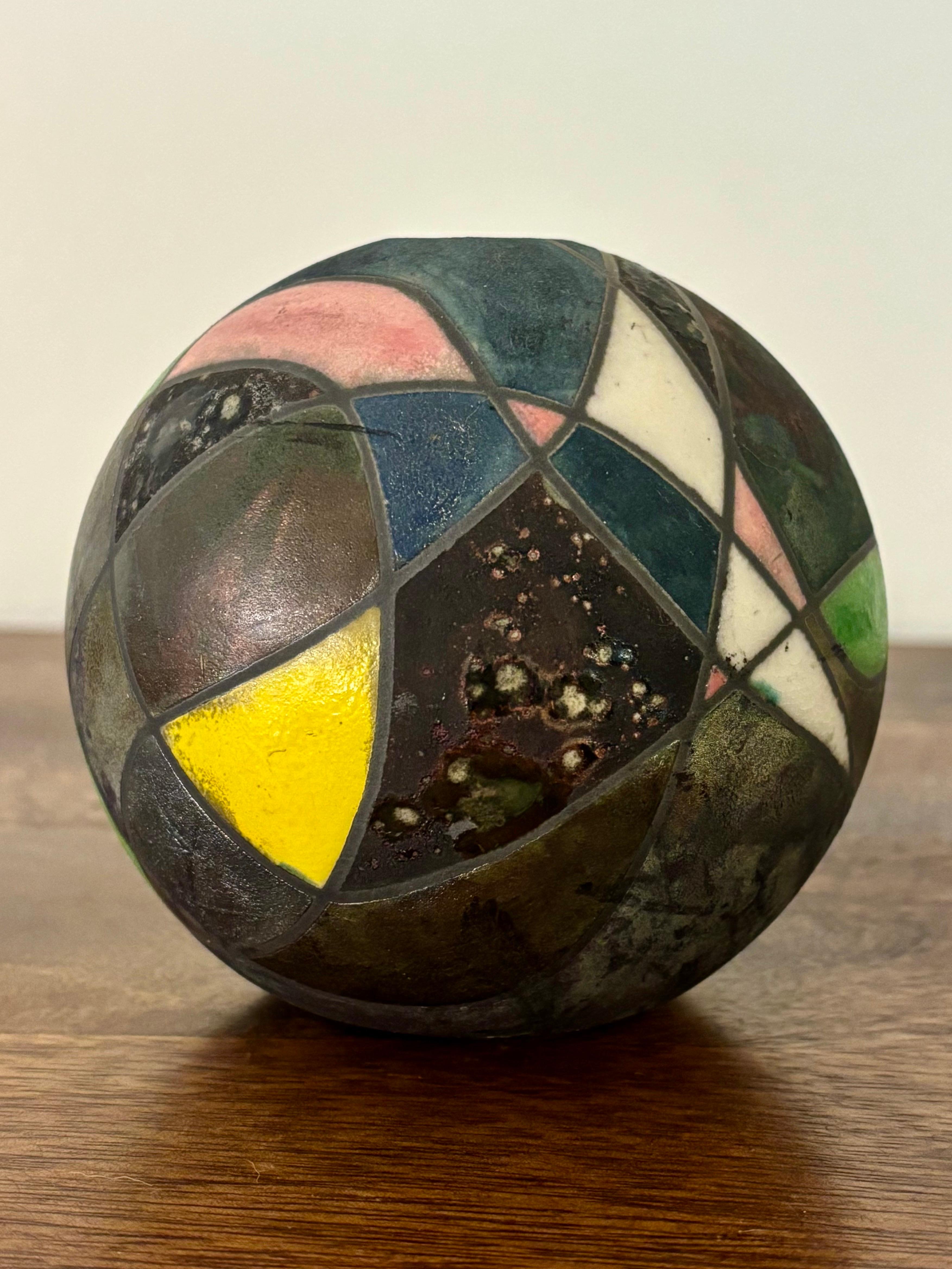 Americano Vaso d'erba d'epoca in ceramica Raku, firmato, 1999 in vendita