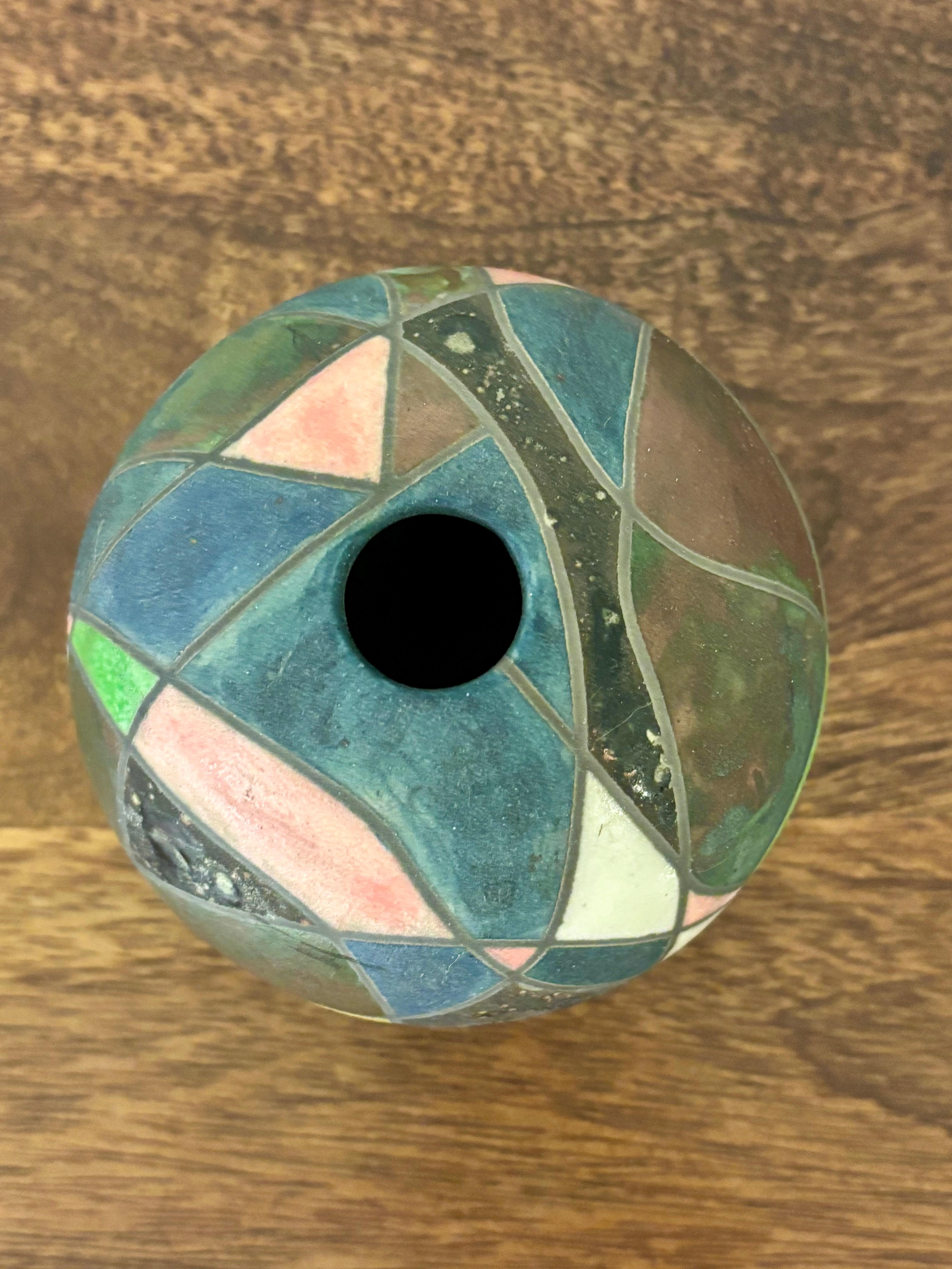 Vaso d'erba d'epoca in ceramica Raku, firmato, 1999 In condizioni buone in vendita a Delray Beach, FL