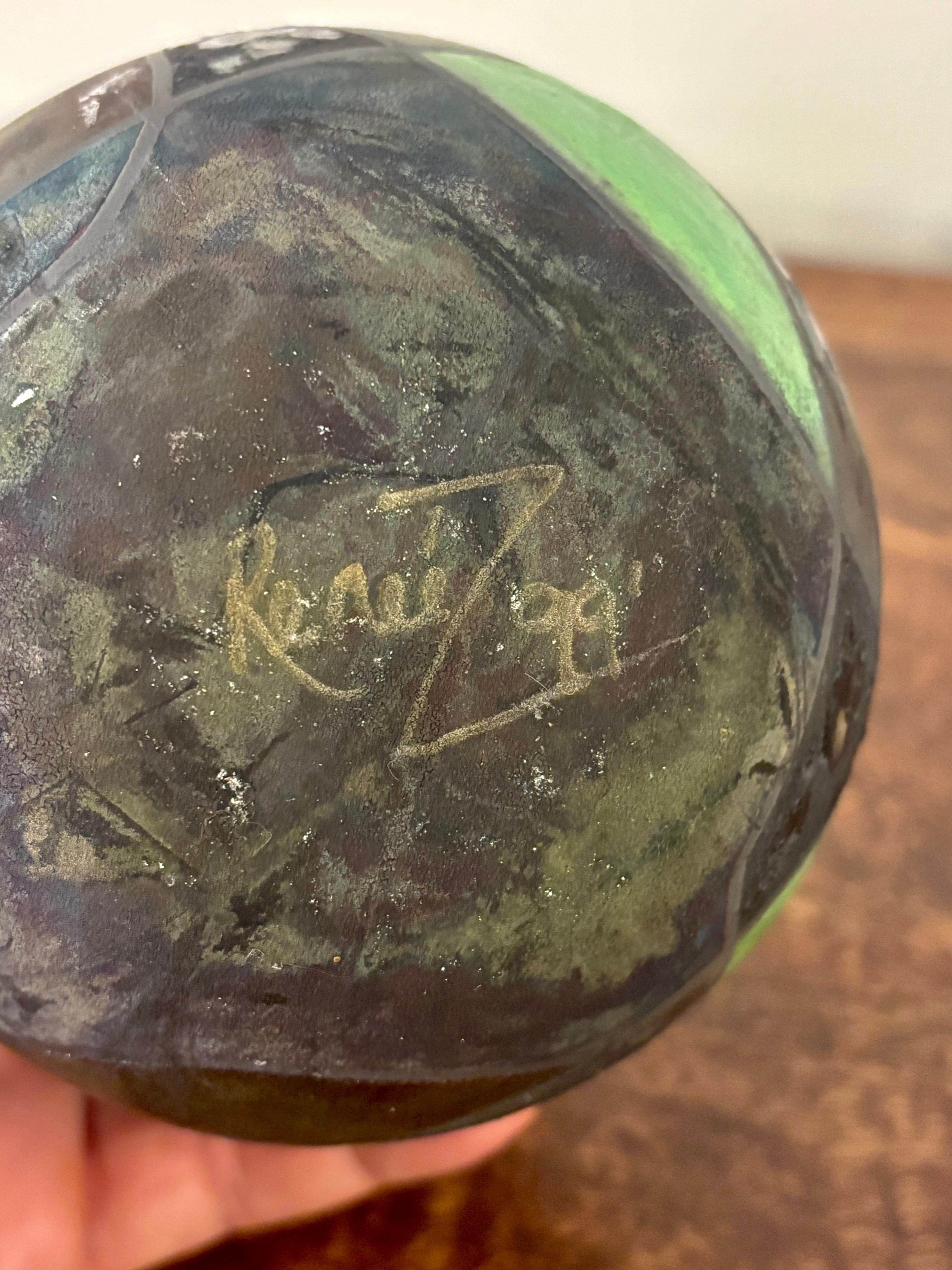 Ceramica Vaso d'erba d'epoca in ceramica Raku, firmato, 1999 in vendita