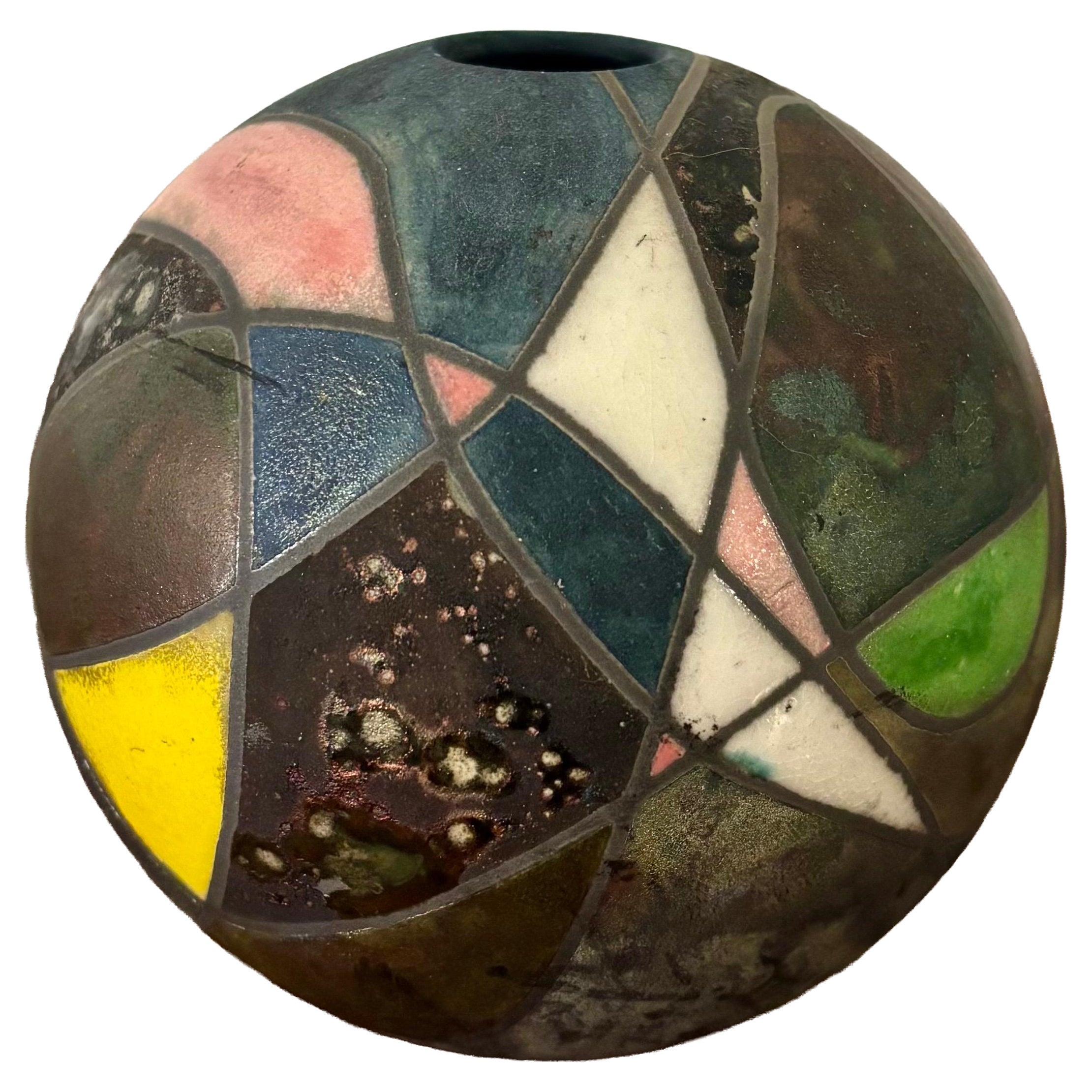 Vaso d'erba d'epoca in ceramica Raku, firmato, 1999