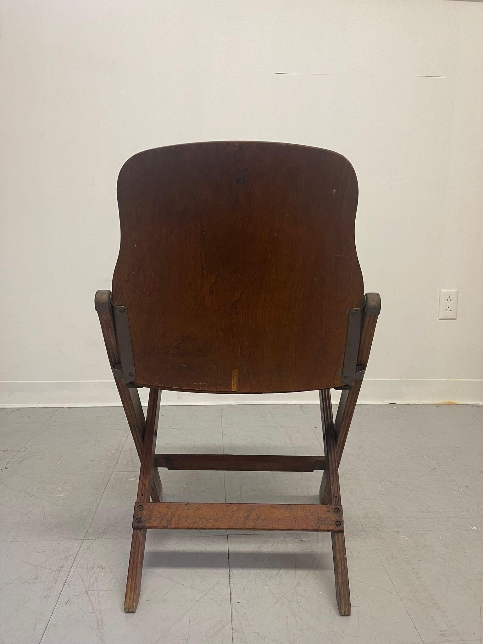 Wood Vintage American Seating Company Folding Chair For Sale