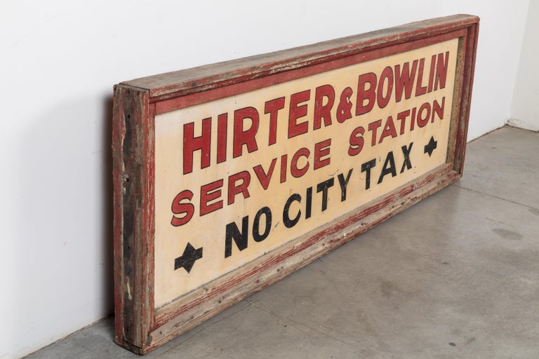 Vintage American Service Station Wood Sign Original Red Paint at 1stDibs