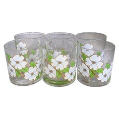 Vintage American Set of 6 Couroc Dogwood Blossoms Glasses