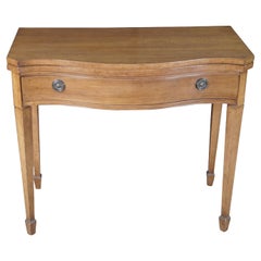 Vintage American Sheraton Painted Grain Serpentine Flip Top Console Game Table