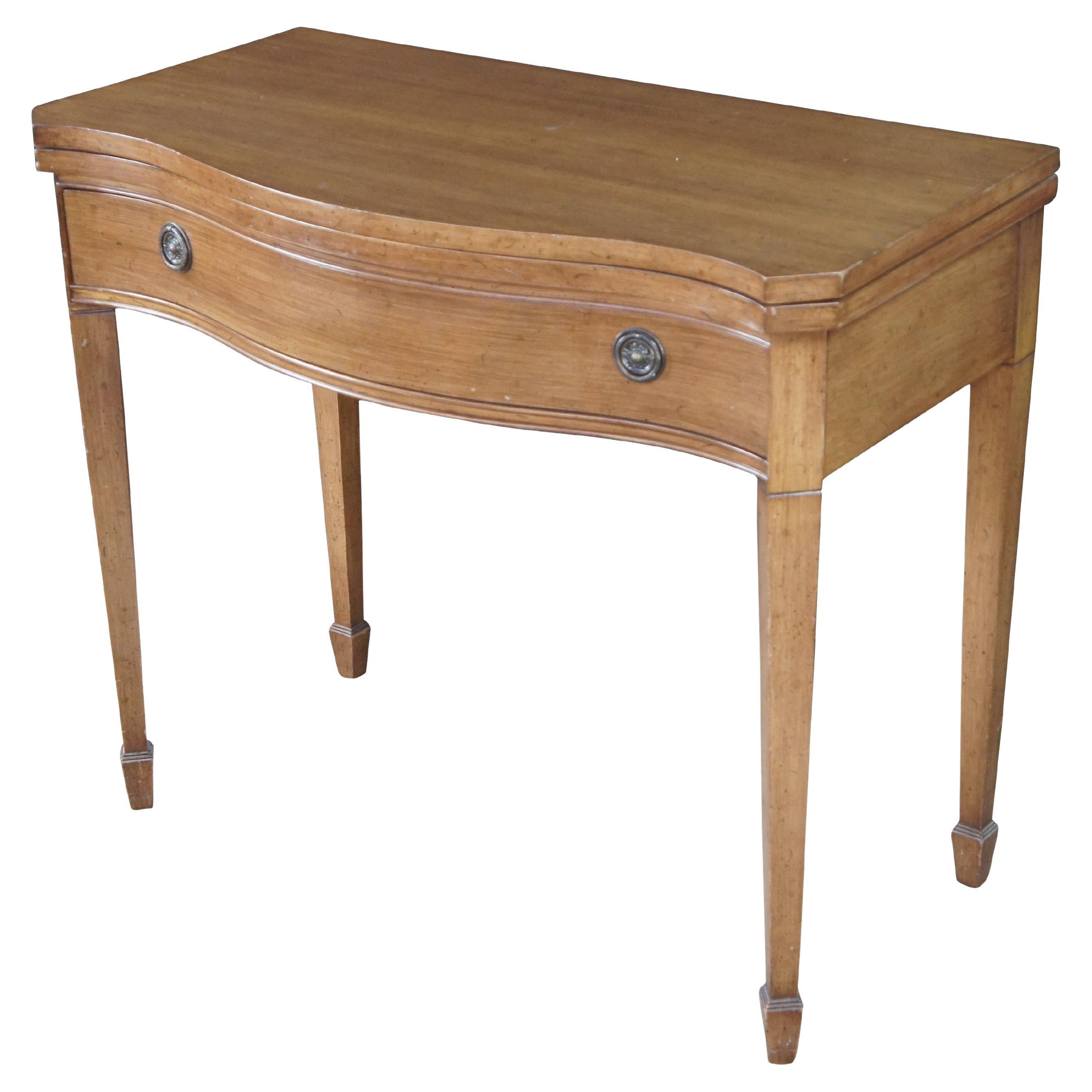 Table de jeu console à plateau rabattable en grain serpentin, vintage Sheraton américain peint en vente