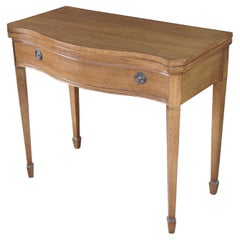 Vintage American Sheraton Painted Grain Serpentine Flip Top Console Game Table