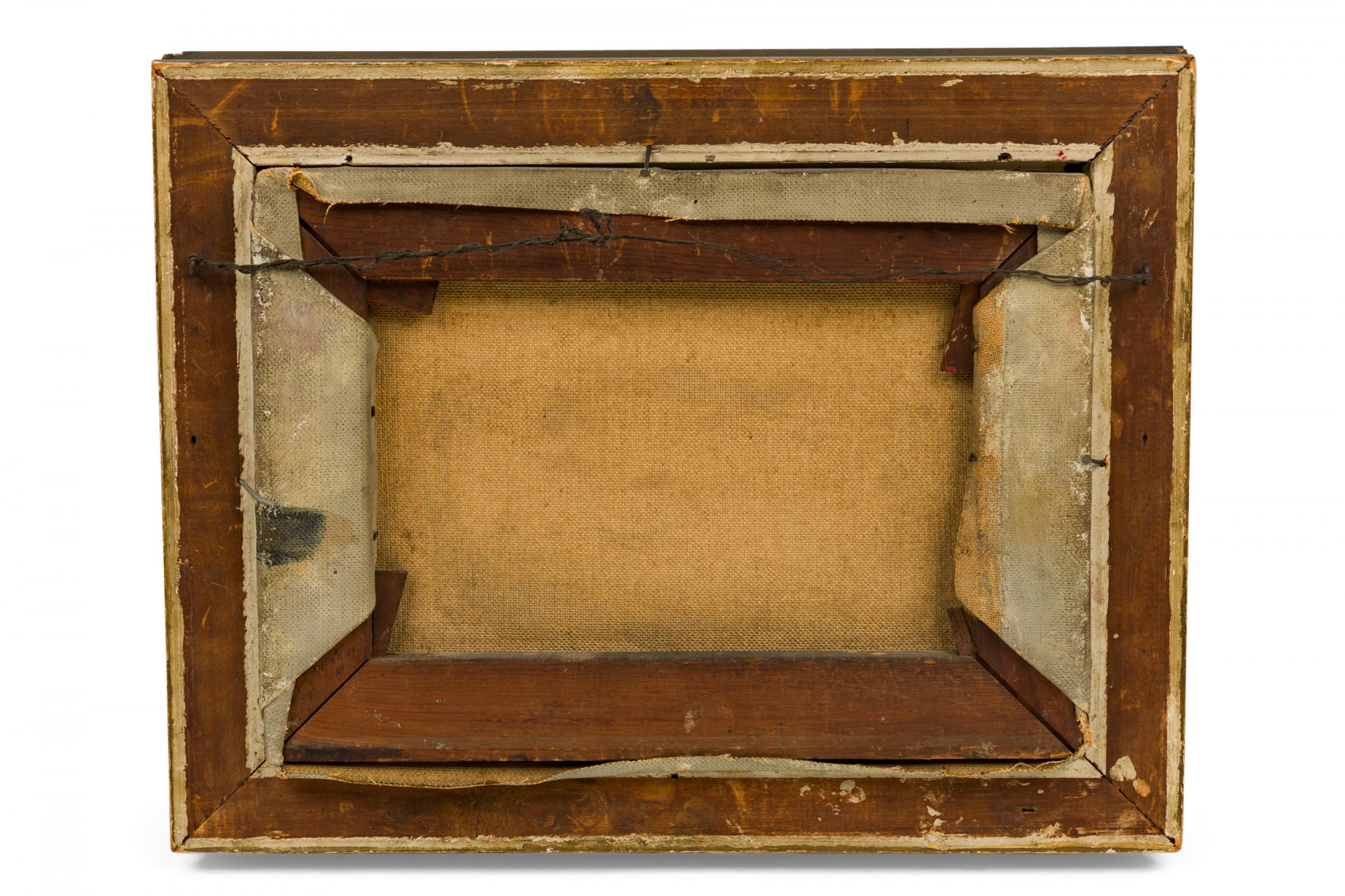 Peinture Petit naufrage américain en mer, peinture à l'huile dans un cadre en bois doré en vente