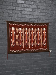 Vintage American Southwest Navajo Yei Figure Handwoven Wool Wall Art