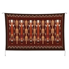 Vintage American Southwest Navajo Yei Figure Handwoven Wool Wall Art