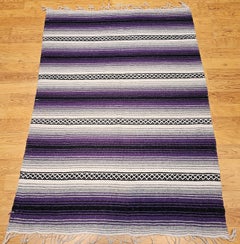 Tapis Kilim vintage du Sud-Ouest à rayures lavande, grises, noires et ivoires