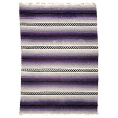 Used American Southwestern Kilim in Lavender, Black, Gray, Ivory