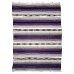Vintage American Southwestern Kilim Rug, Handwoven Wool, Stripe Pattern, 4' x 6'