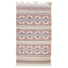 Vintage Southwestern-Style Flat Weave Kilim  in Gray, Ivory, Pink & Brown