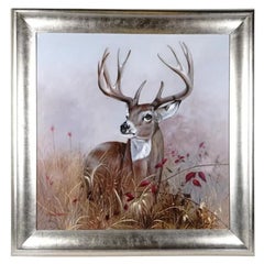 Vintage American Stag Painting Signed R Henderson