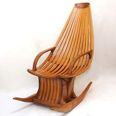 Vintage American Studio Craft Rocking Chair in the Style of Edward G. Livingston