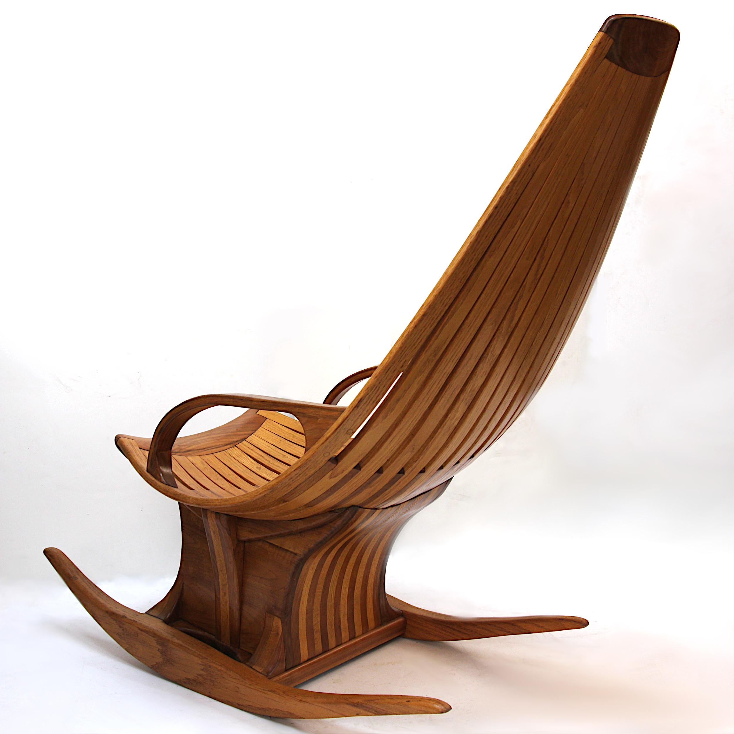 Mid-Century Modern Vintage American Studio Craft Rocking Chair in the Style of Edward G. Livingston