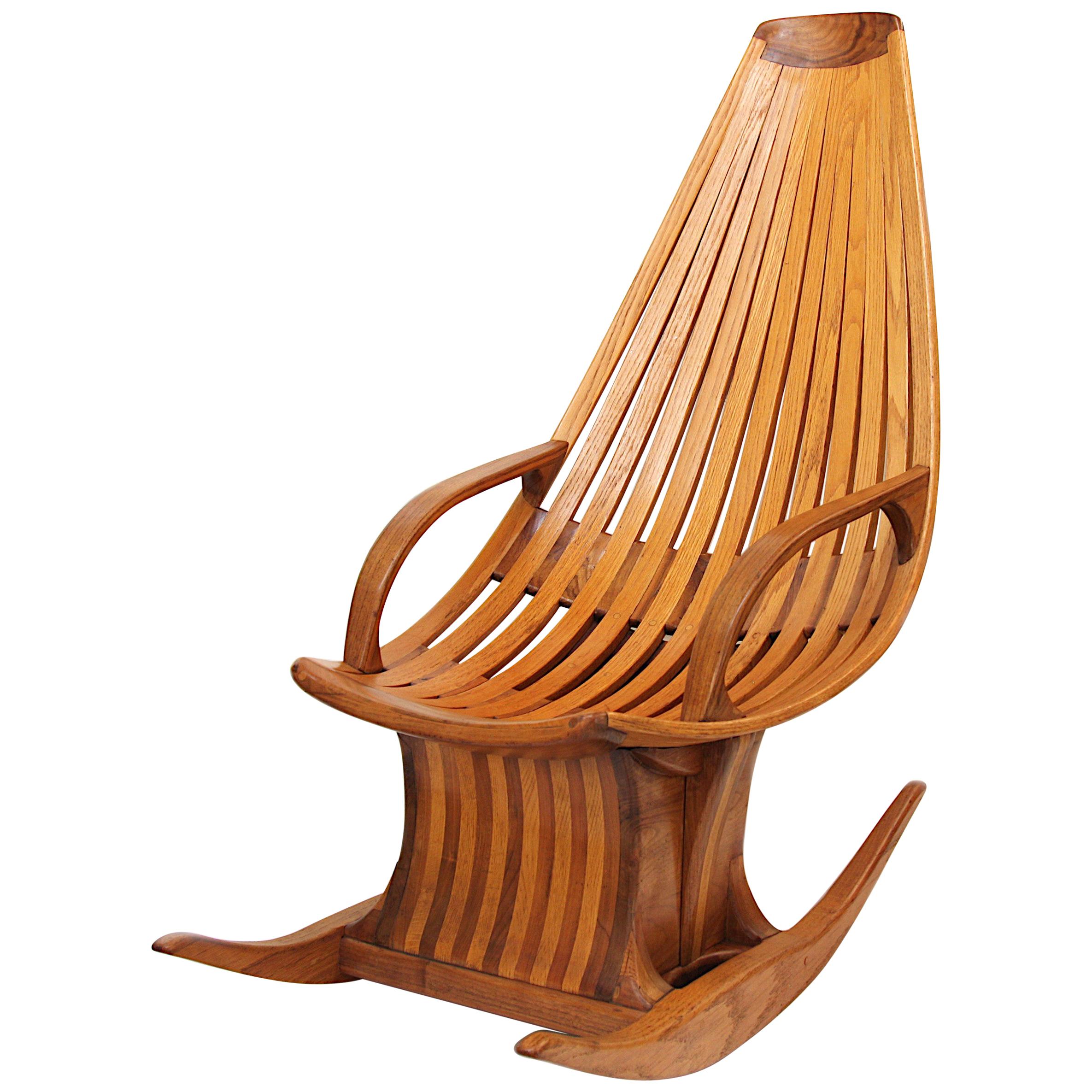 Vintage American Studio Craft Rocking Chair in the Style of Edward G. Livingston