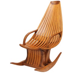 Vintage American Studio Craft Rocking Chair in the Style of Edward G. Livingston