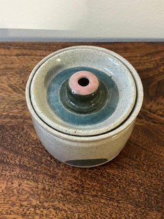 Vintage American Studio Earthenware Lidded Vessel, 1989
