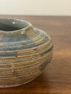 Vintage American Studio Pottery Vase - Sculptural Form Blue Interior Signed