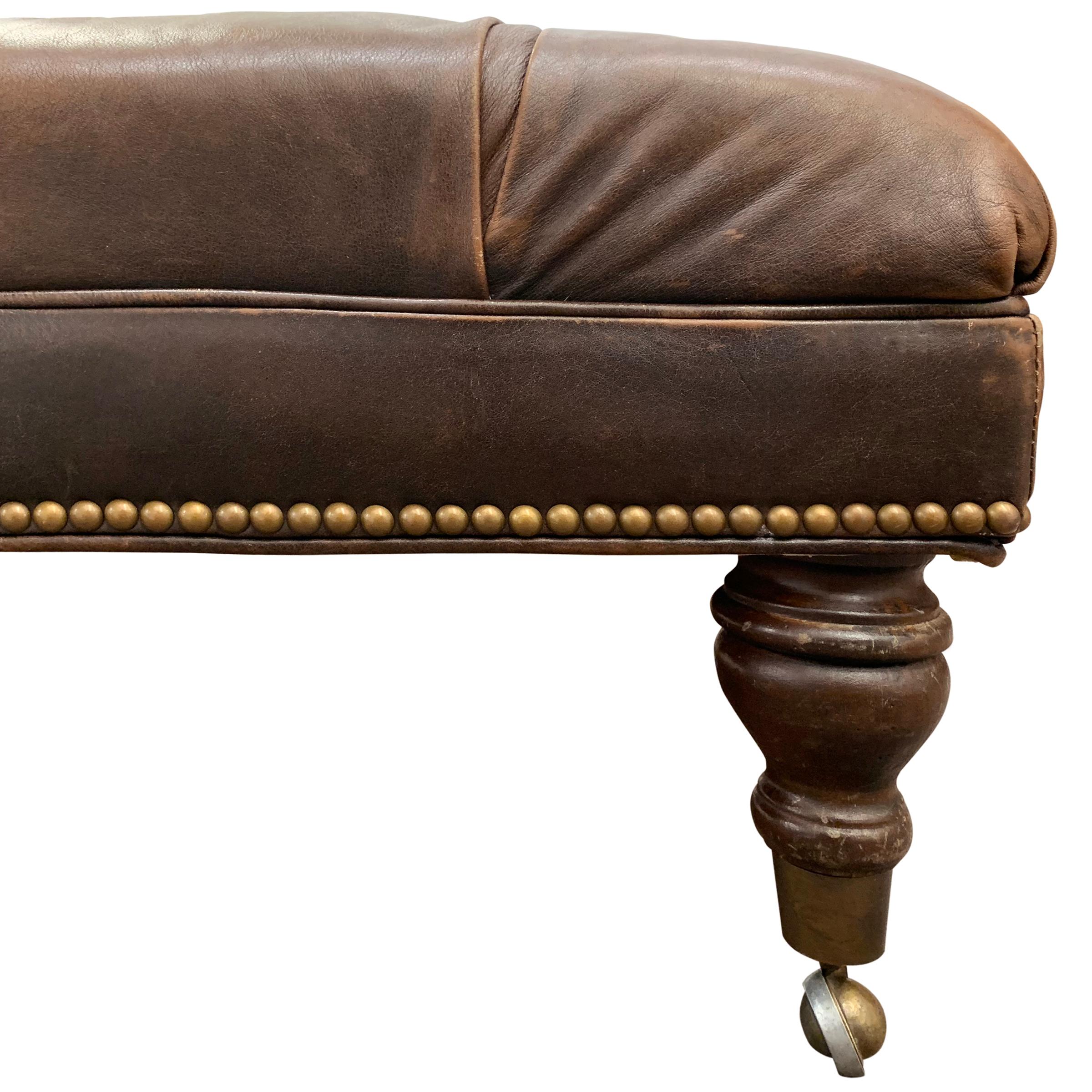 antique leather ottoman