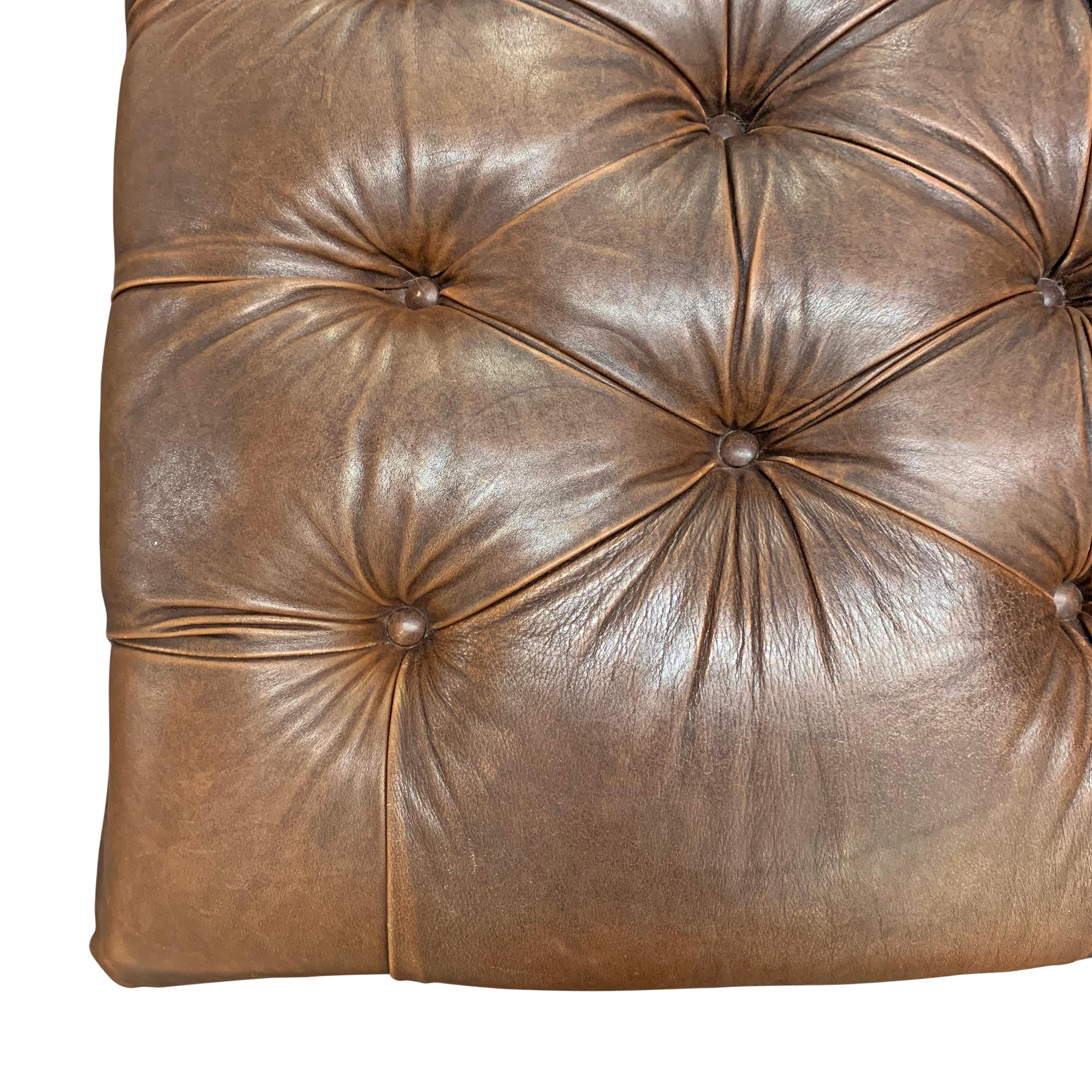 Late 20th Century Vintage American Tufted Leather Ottoman
