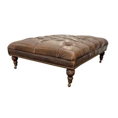 Vintage American Tufted Leather Ottoman