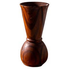 Amerikanische Vintage-Vase aus verschiedenen Holzessenzen