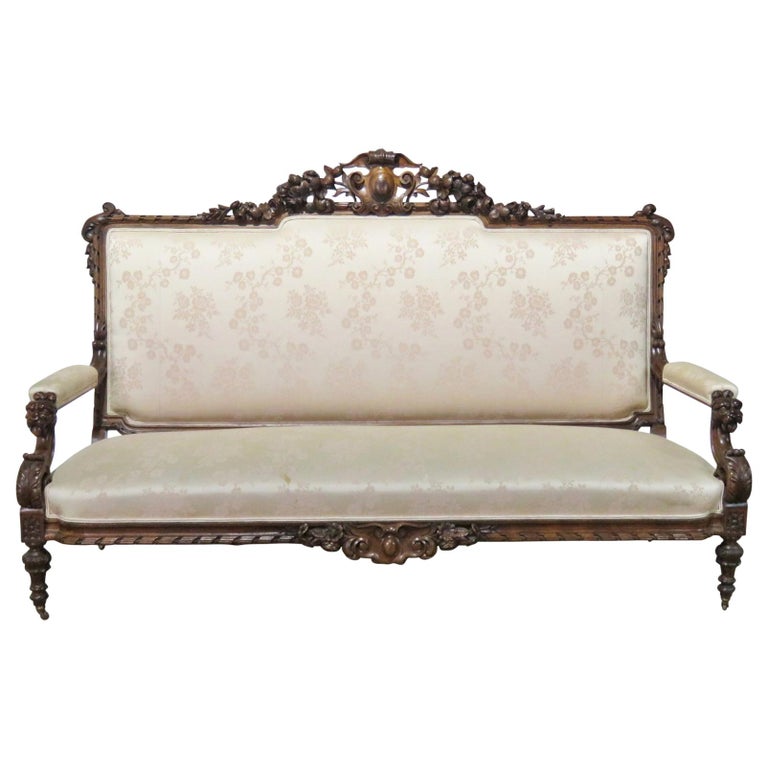 Vintage American Victorian Rosewood Sofa Attributed To Gustave