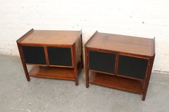 Vintage American Walnut + Leather Nightstands by Dillingham
