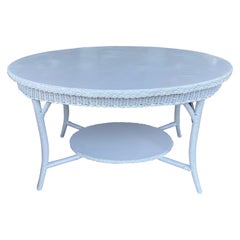 Antique American Wicker Company Freshly White Painted Oval Dining Table