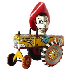 Used American Wind Up Tin Toy "Milton Berle" Crazy Car by Marx Toy Co  C.1952