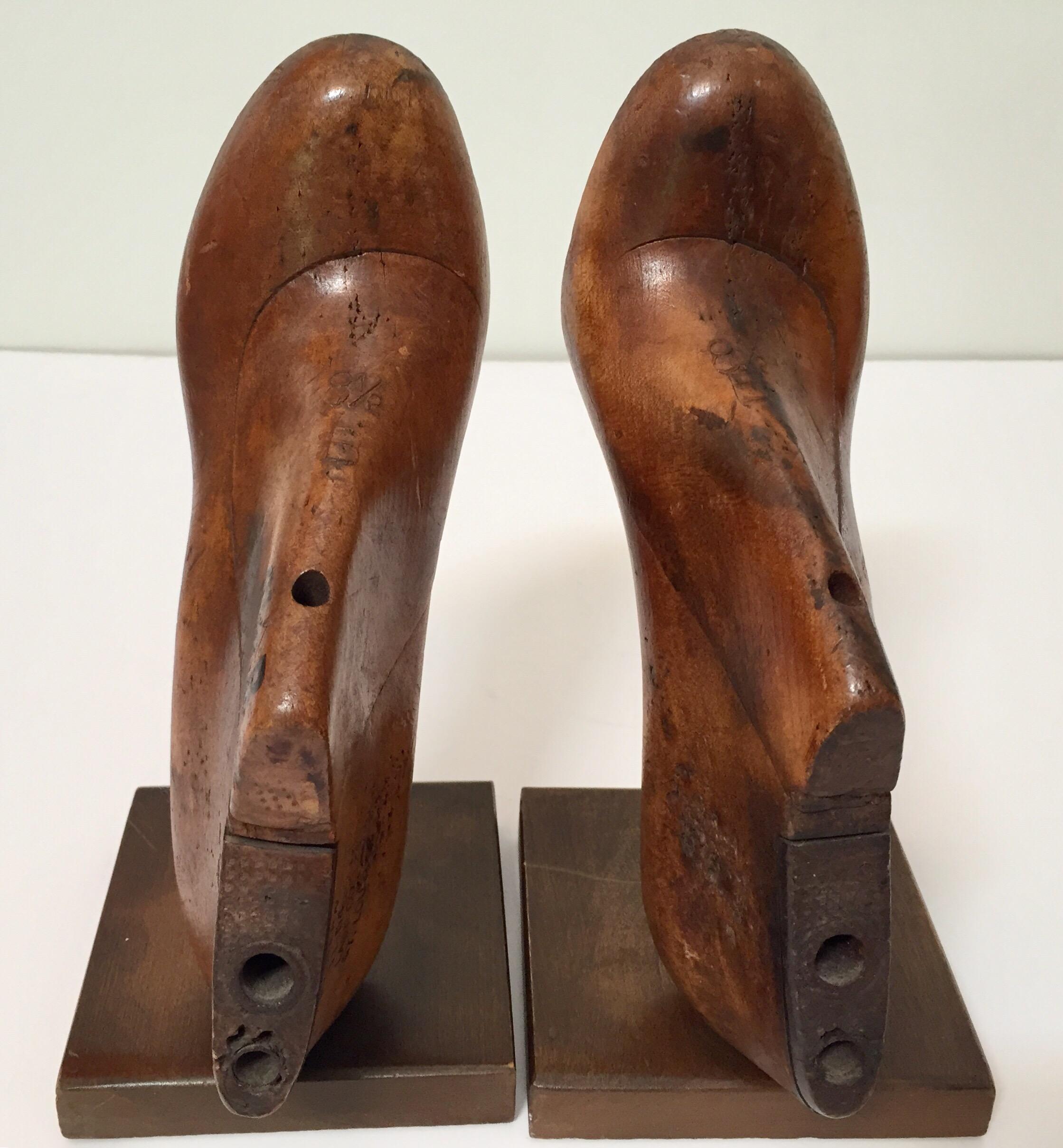 Vintage American Wood Shoe Molds by Western & Co Saint Louis Bookends 6