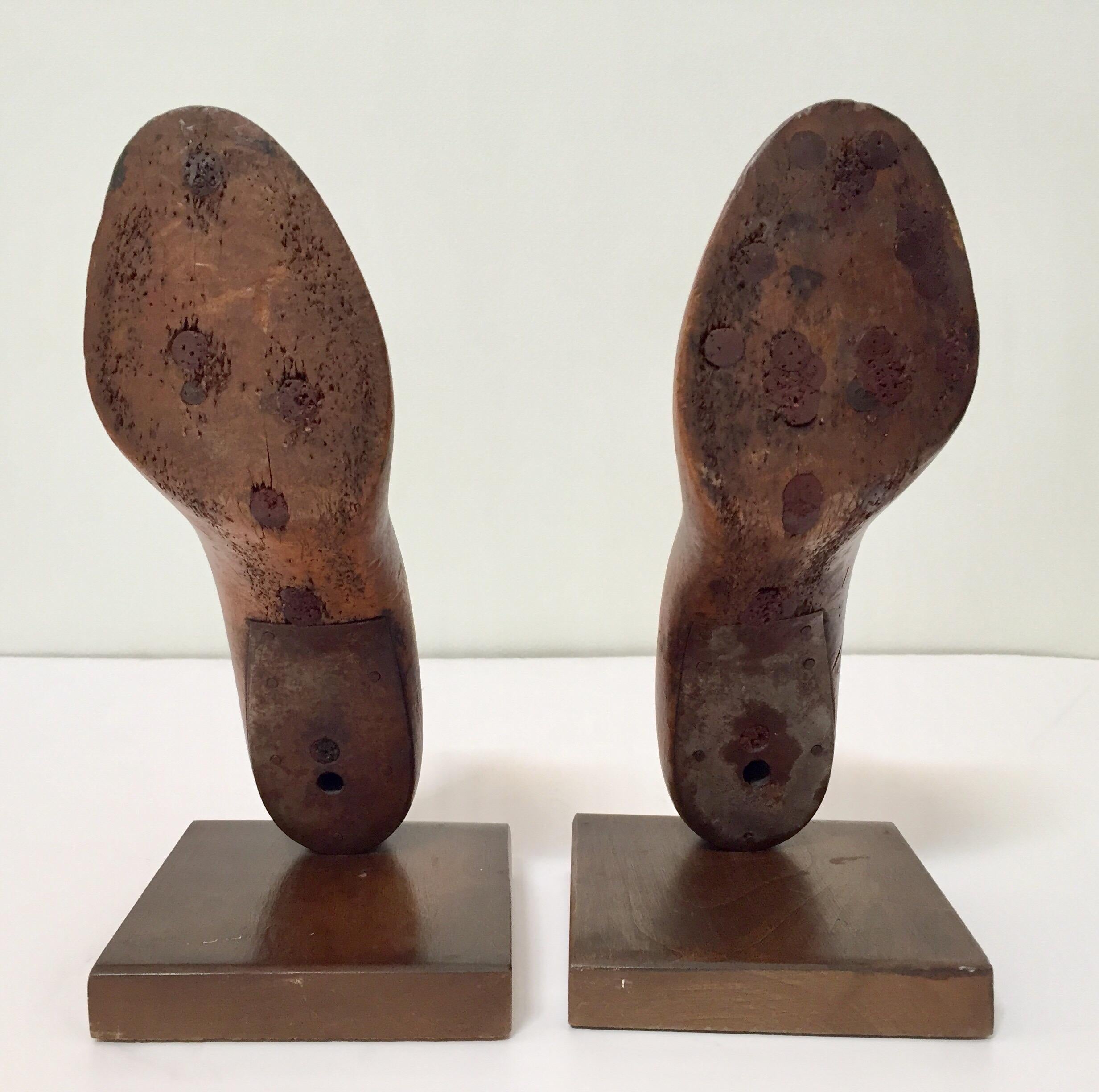 Women's or Men's Vintage American Wood Shoe Molds by Western & Co Saint Louis Bookends