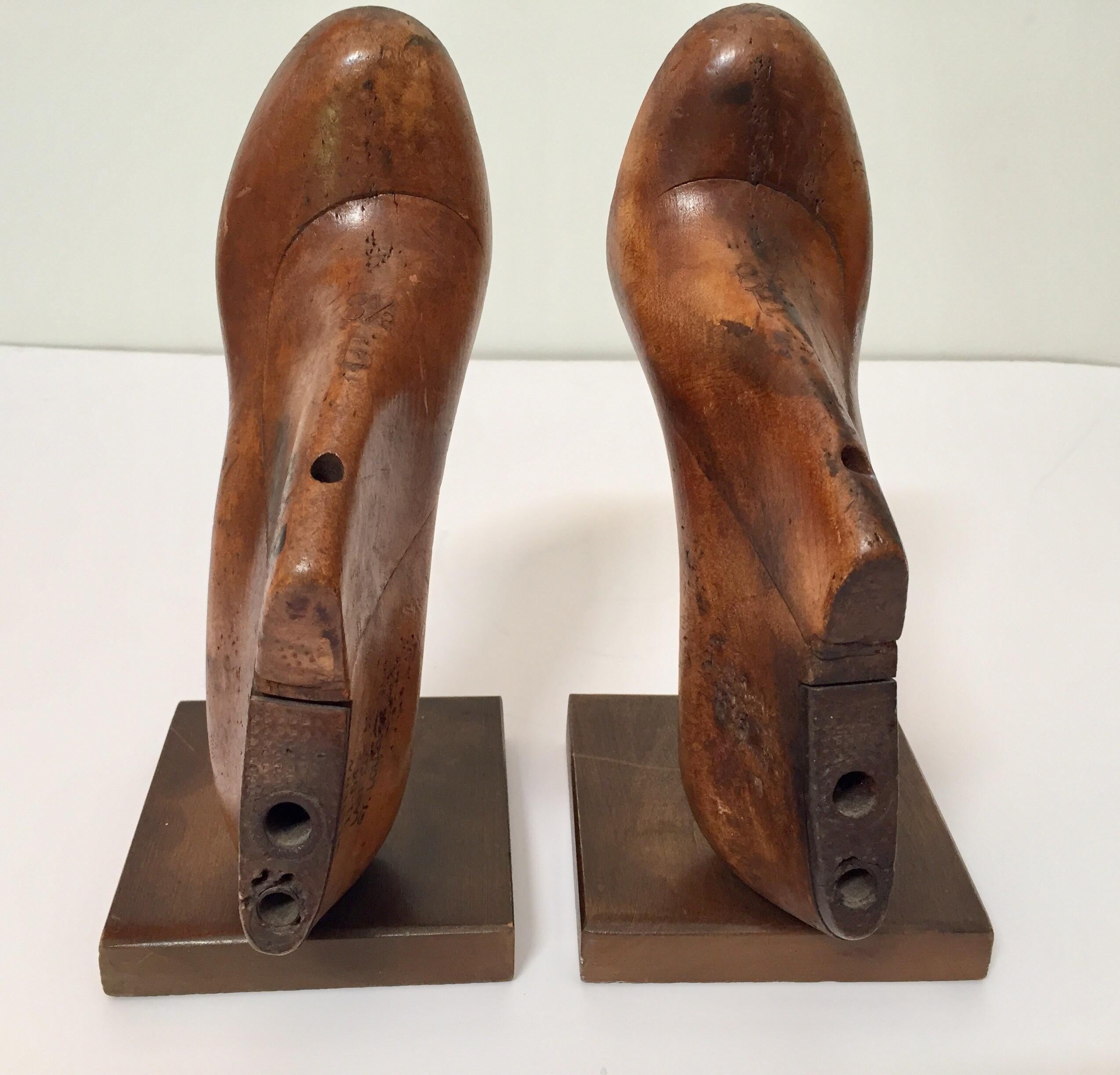 Vintage American Wood Shoe Molds by Western & Co Saint Louis Bookends 2