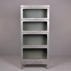 Vintage American World War II Era Industrial Stacked Metal and Glass Bookcase