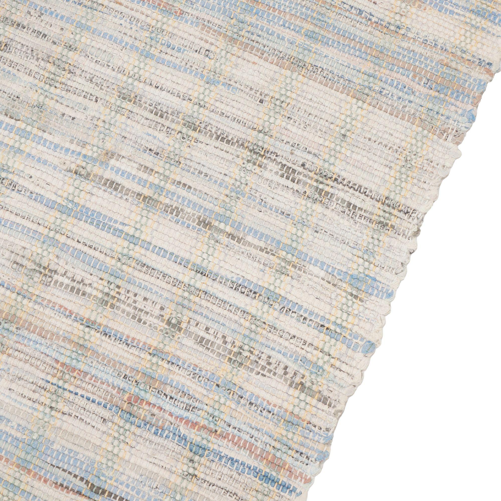 Cotton Vintage American woven rag rug runner, c. 1880-1910 For Sale