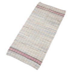 Vintage American woven rag rug runner, c. 1880-1910