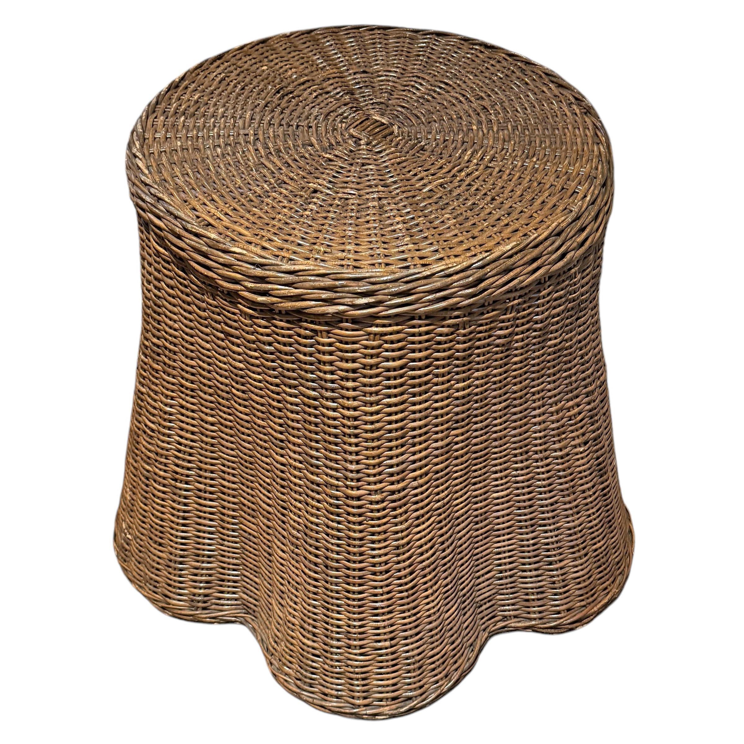 Osier Vintage American Woven Wicker Table en vente