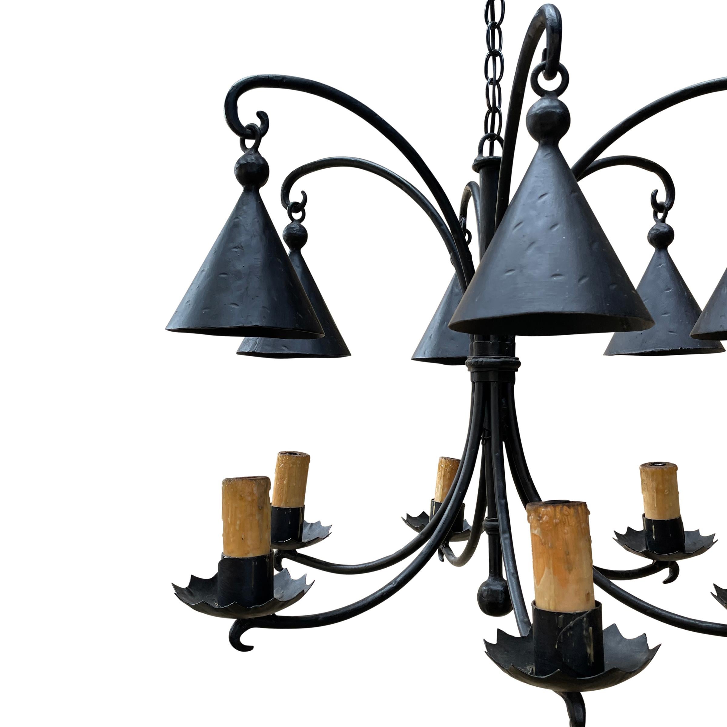 Vintage American Wrought Iron Six-Arm Chandelier 3
