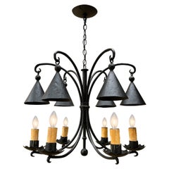 Lustre américain vintage en fer forgé à six bras