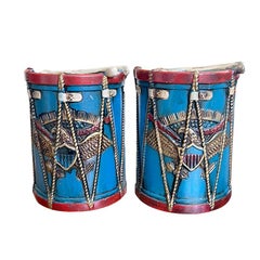 Vintage Americana Federal Eagle Drum Bookends in Red White and Blue - Set of 2