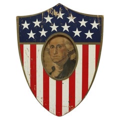 Vintage Americana Wooden Shield Frame & 1904 Philadelphia Press Geo Washington