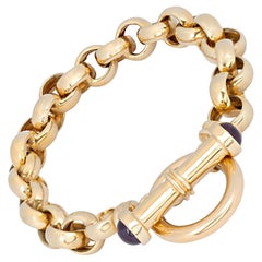 Vintage Amethyst 14 Karat Yellow Gold Toggle Bracelet