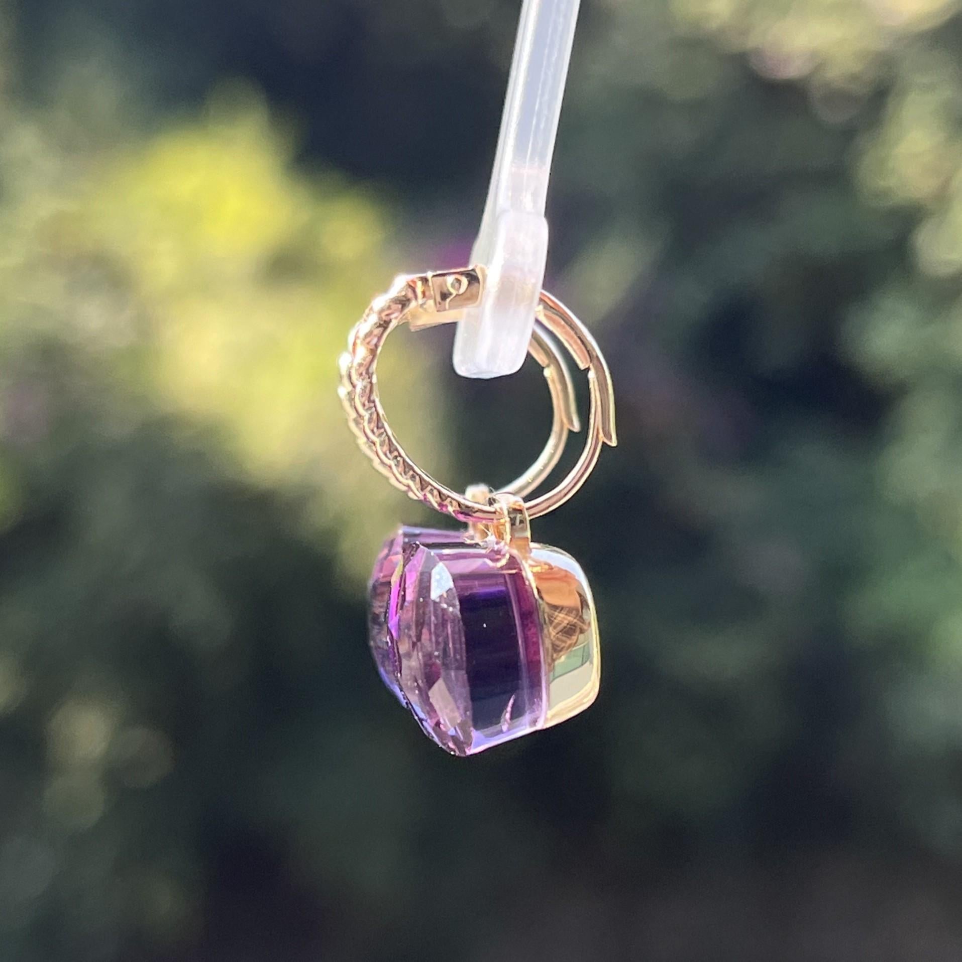 Vintage Amethyst 14.32Ct Earrings in 14 Karat Yellow Gold For Sale 4