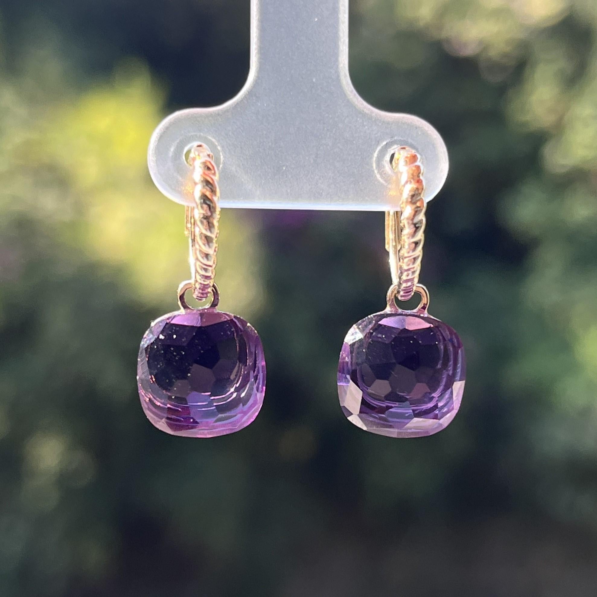 Vintage Amethyst 14.32Ct Earrings in 14 Karat Yellow Gold For Sale 3
