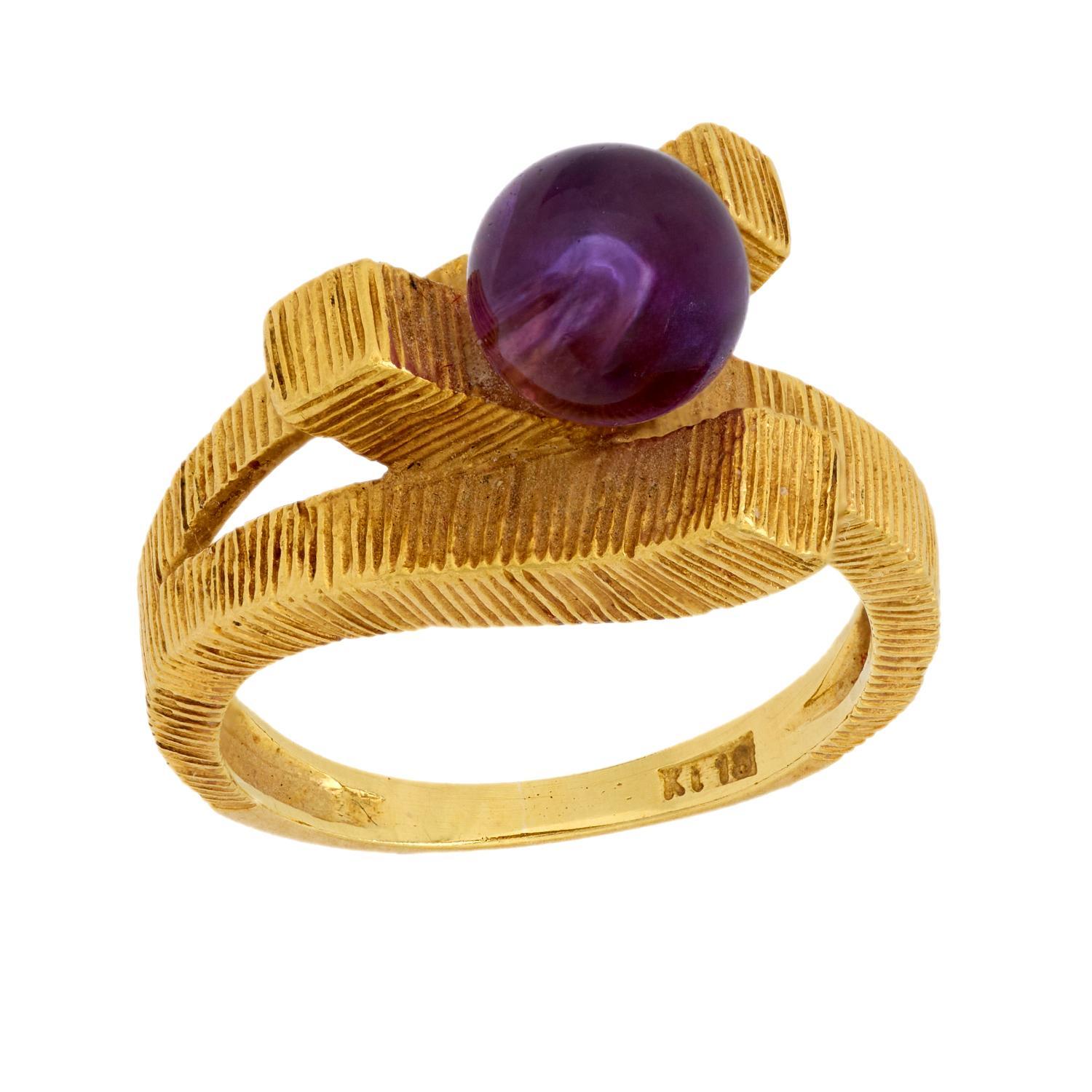 Vintage amethyst 18k yellow gold ring