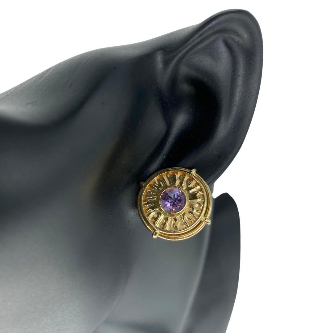 Vintage Amethyst 2,00 Gesamtkaratgewicht runde italienische Ohrringe 14k (Rundschliff) im Angebot