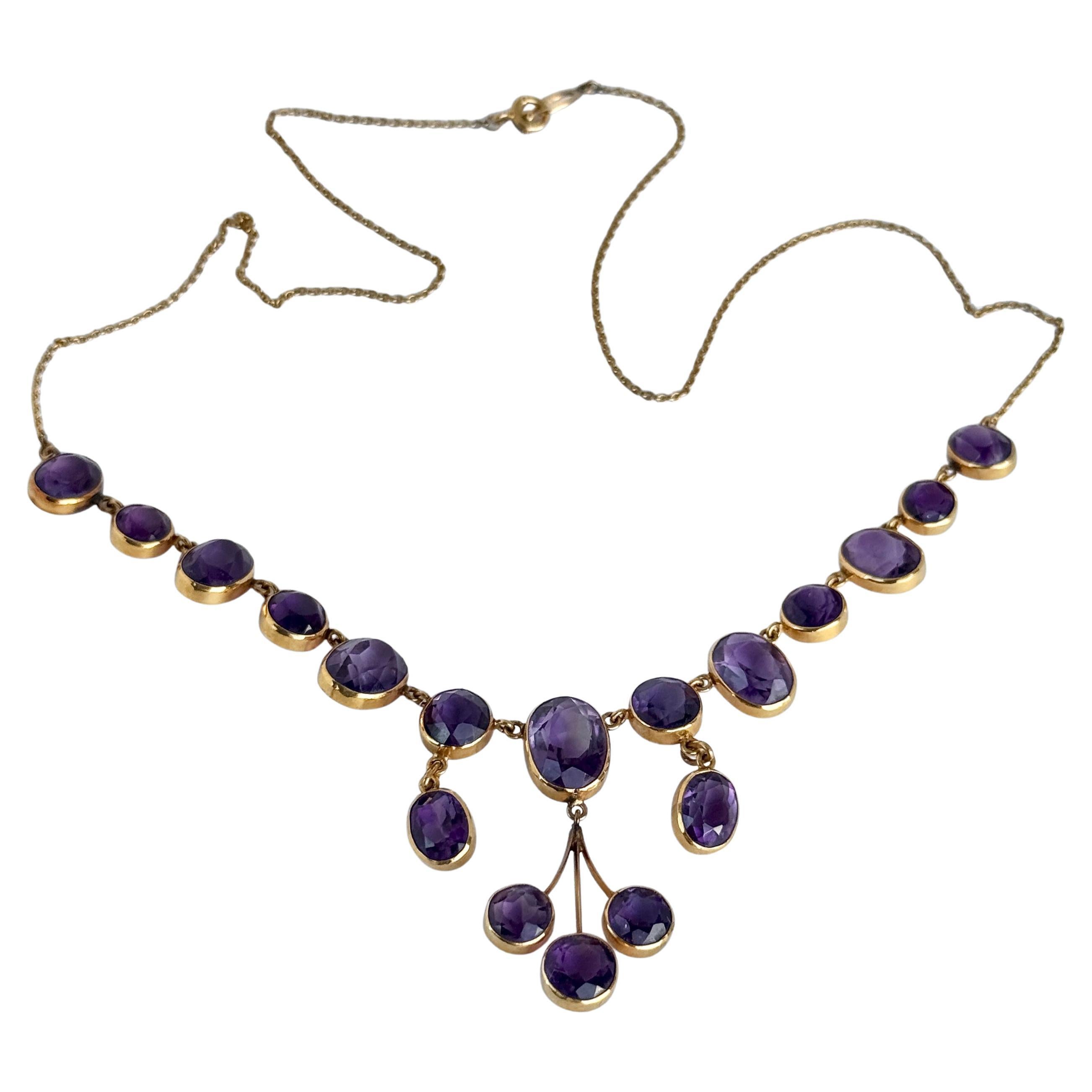 Vintage Amethyst and 18 Carat Gold Pendant Necklace